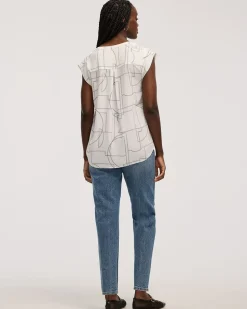 Cap Sleeve Split Neck Blouse - R Essentials