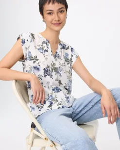 Cap Sleeve Split Neck Blouse - R Essentials