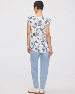 Cap Sleeve Split Neck Blouse - R Essentials