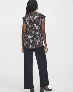 Cap Sleeve Split Neck Blouse - R Essentials