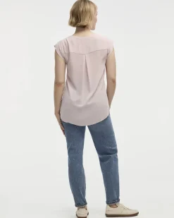 Cap Sleeve Split Neck Blouse - R Essentials