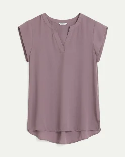 Cap Sleeve Split Neck Blouse - R Essentials