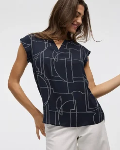 Cap Sleeve Split Neck Blouse - R Essentials