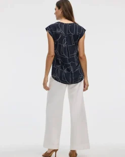 Cap Sleeve Split Neck Blouse - R Essentials