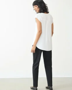 Cap Sleeve Split Neck Blouse - R Essentials