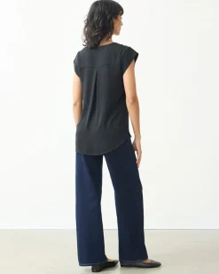Cap Sleeve Split Neck Blouse - R Essentials