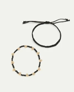 Cord and Beaded Bracelets - Set of 2