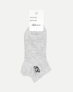 Cotton Anklet Socks with Butterfly at Hem