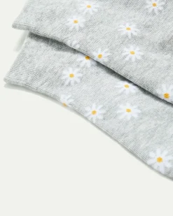 Cotton Anklet Socks with Daisies