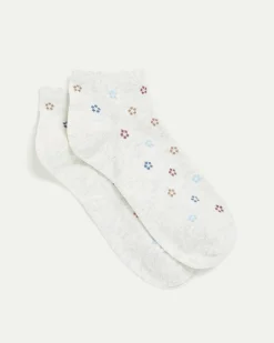 Cotton Anklet Socks with Tiny Flowers