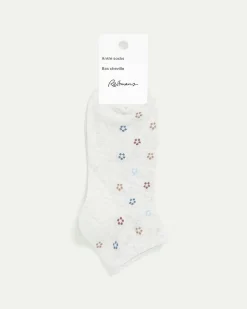 Cotton Anklet Socks with Tiny Flowers