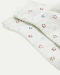 Cotton Anklet Socks with Tiny Flowers