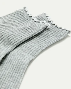 Cotton Anklet Socks with Ruffled Hems