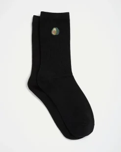 Cotton Crew Socks with Avocado