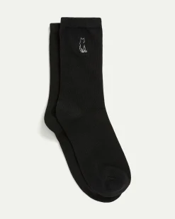 Cotton Crew Socks with Cat