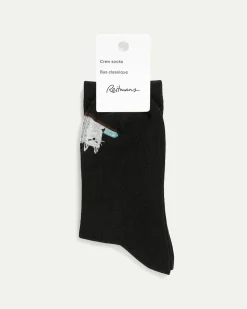 Cotton Crew Socks with Cat on Shelf