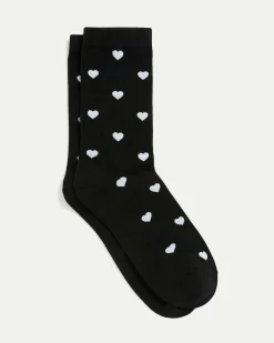 Cotton Crew Socks with Hearts