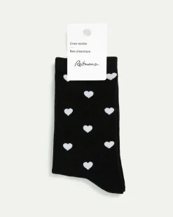 Cotton Crew Socks with Hearts
