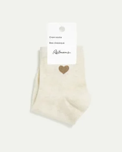 Cotton Crew Socks with Heart