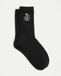 Cotton Crew Socks with Tiger