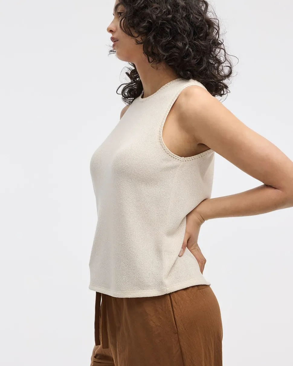 Crew-Neck Tank with Crochet Trims