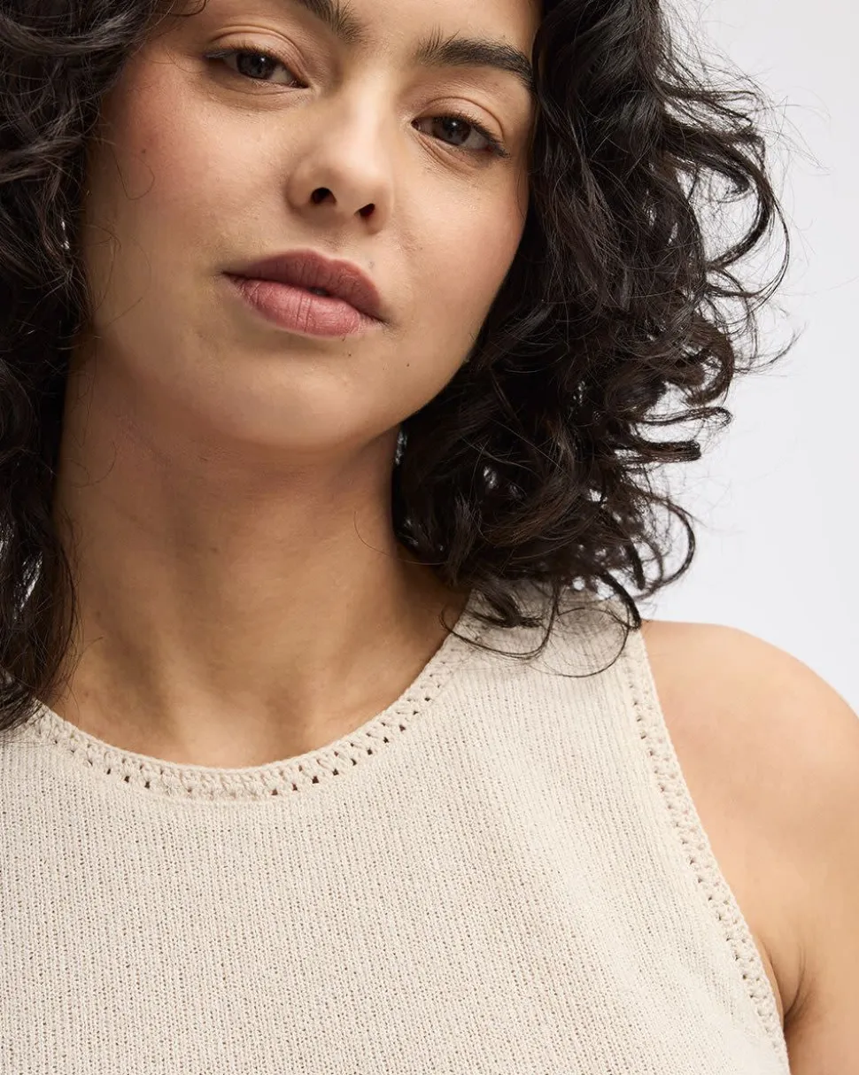 Crew-Neck Tank with Crochet Trims