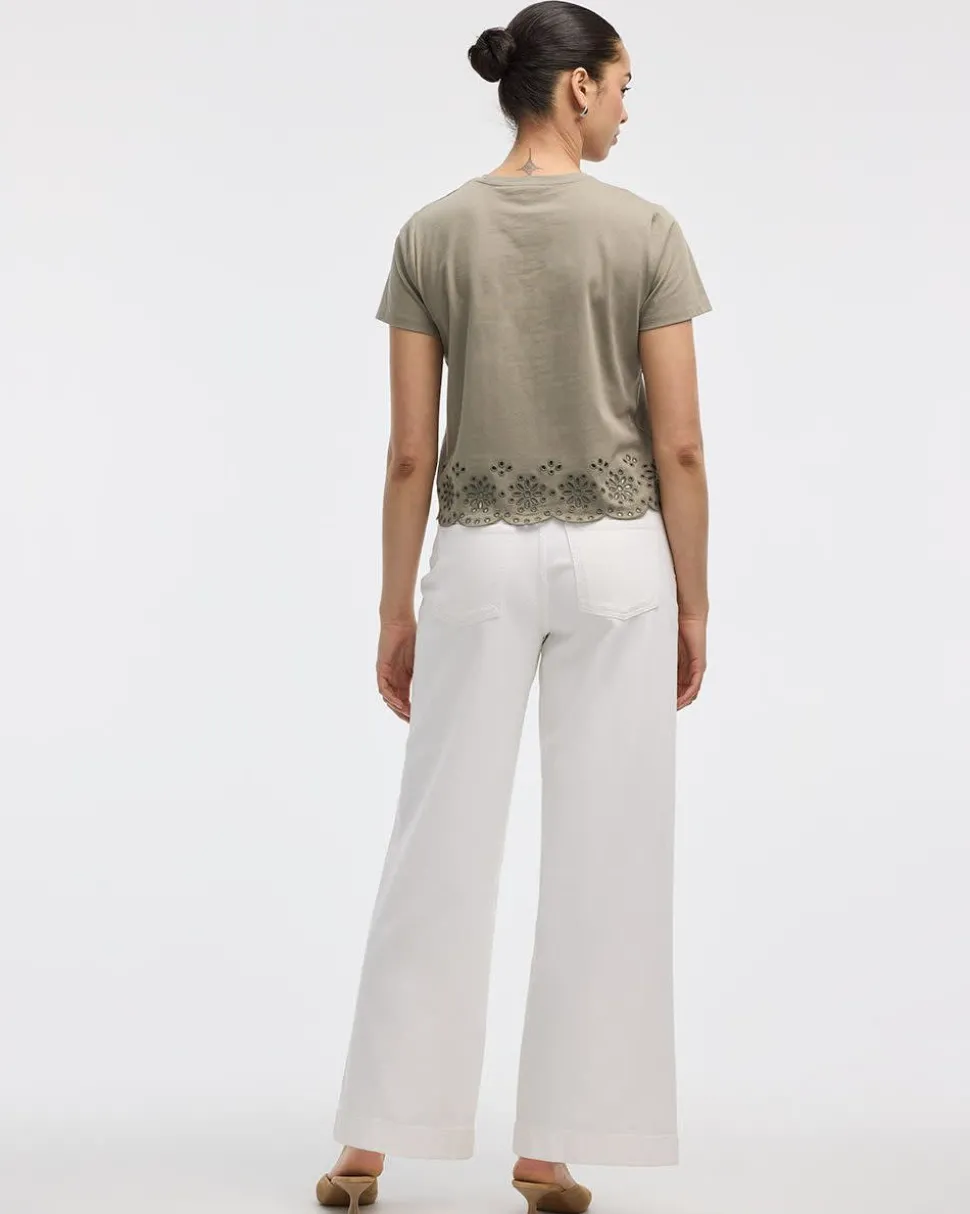 Crew-Neck T-Shirt with Embroidered Hem