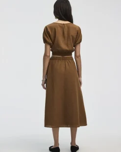 Cropped Short-Sleeve Boat-Neck Top