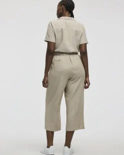 Cropped Wide-Leg Linen-Blend Pant