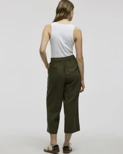 Cropped Wide-Leg Linen-Blend Pant