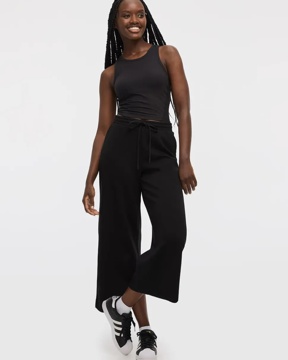 Cropped Wide-Leg Scuba Pants - Hyba