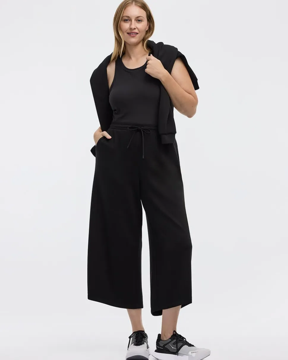 Cropped Wide-Leg Scuba Pants - Hyba