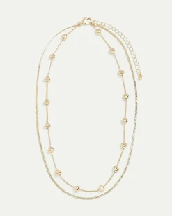 Double-Layer Short Necklace with Heart Chain