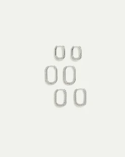 Elongated Hoops - 3 Pairs