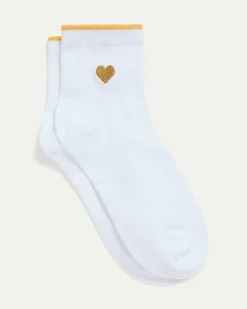 Embroidered Heart Anklet Socks