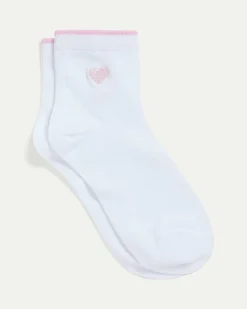 Embroidered Heart Anklet Socks