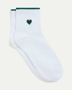 Embroidered Heart Anklet Socks