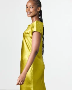 Extended-Sleeve Boat-Neck Maxi Dress