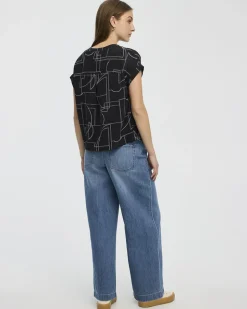 Extended-Sleeve Split-Neck Blouse