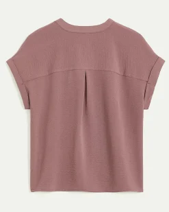 Extended-Sleeve Split-Neck Blouse