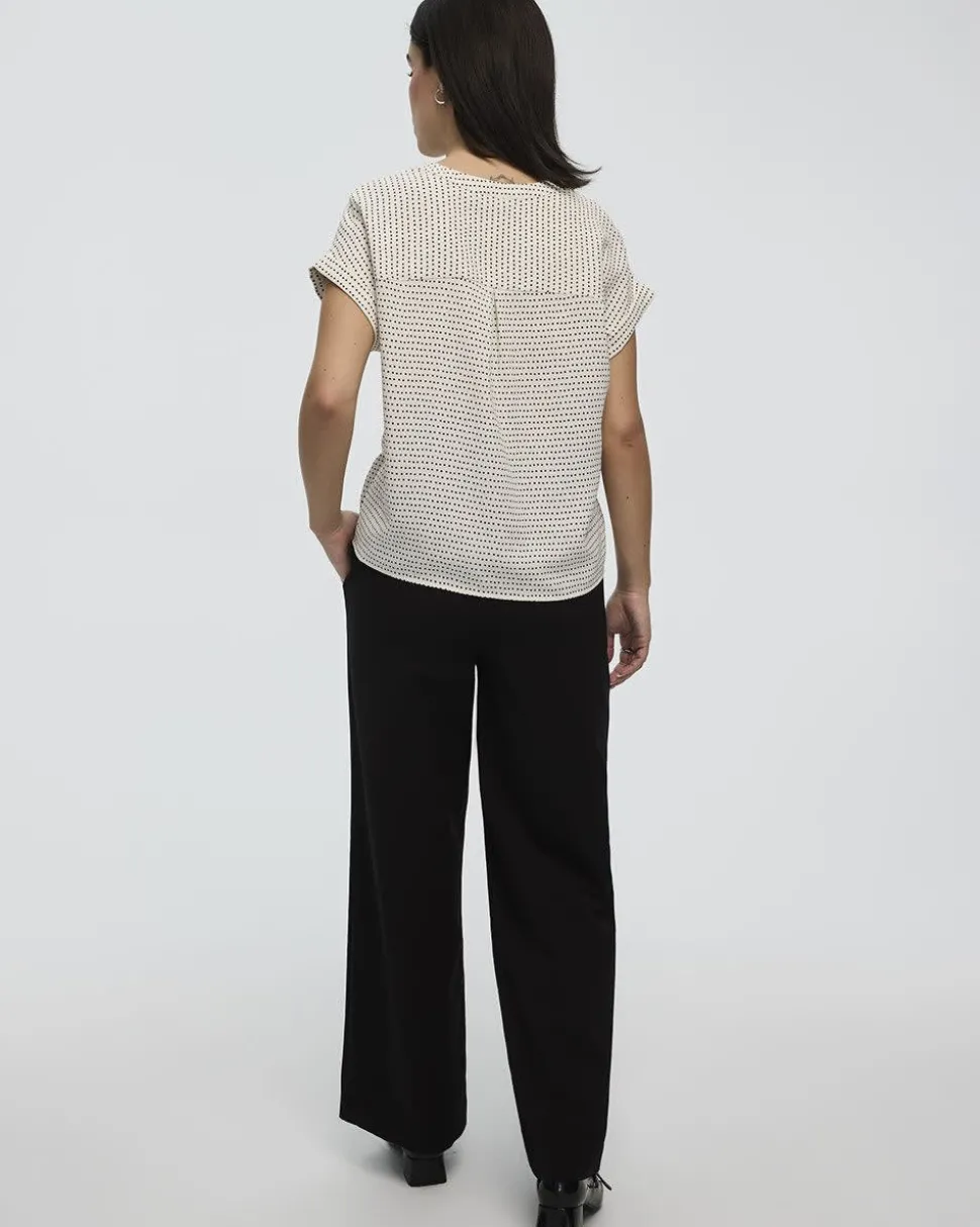 Extended-Sleeve Split-Neck Blouse