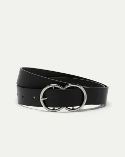 Faux Leather Belt with Double Ring Buckle