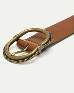 Faux Leather Belt with Oval Buckle