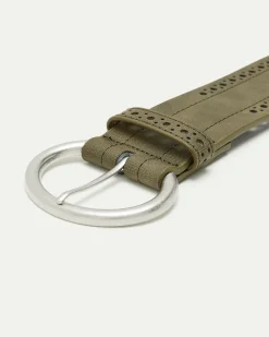 Faux Leather Belt with Perforated Details