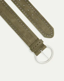 Faux Leather Belt with Perforated Details