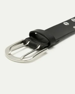 Faux-Leather Grommet Belt
