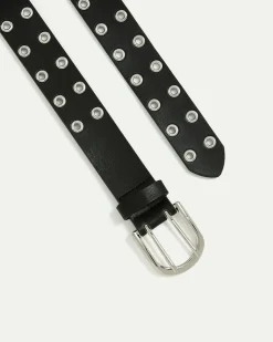 Faux-Leather Grommet Belt