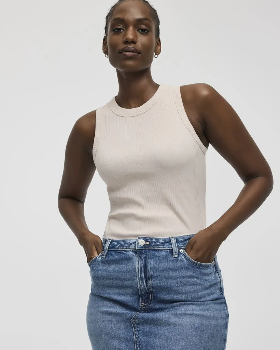 Fitted Crew-Neck Ribbed Tank
