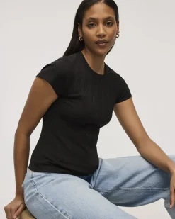 Fitted Crew-Neck Ribbed T-Shirt