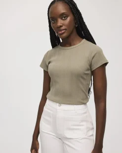 Fitted Crew-Neck Ribbed T-Shirt